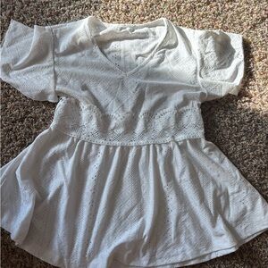 White Eyelet Peplum Top